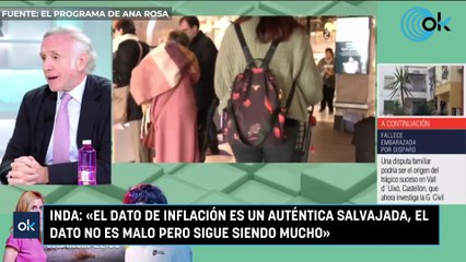 Inda: «El dato de inflación es un auténtica salvajada, el dato no es malo pero sigue siendo mucho»