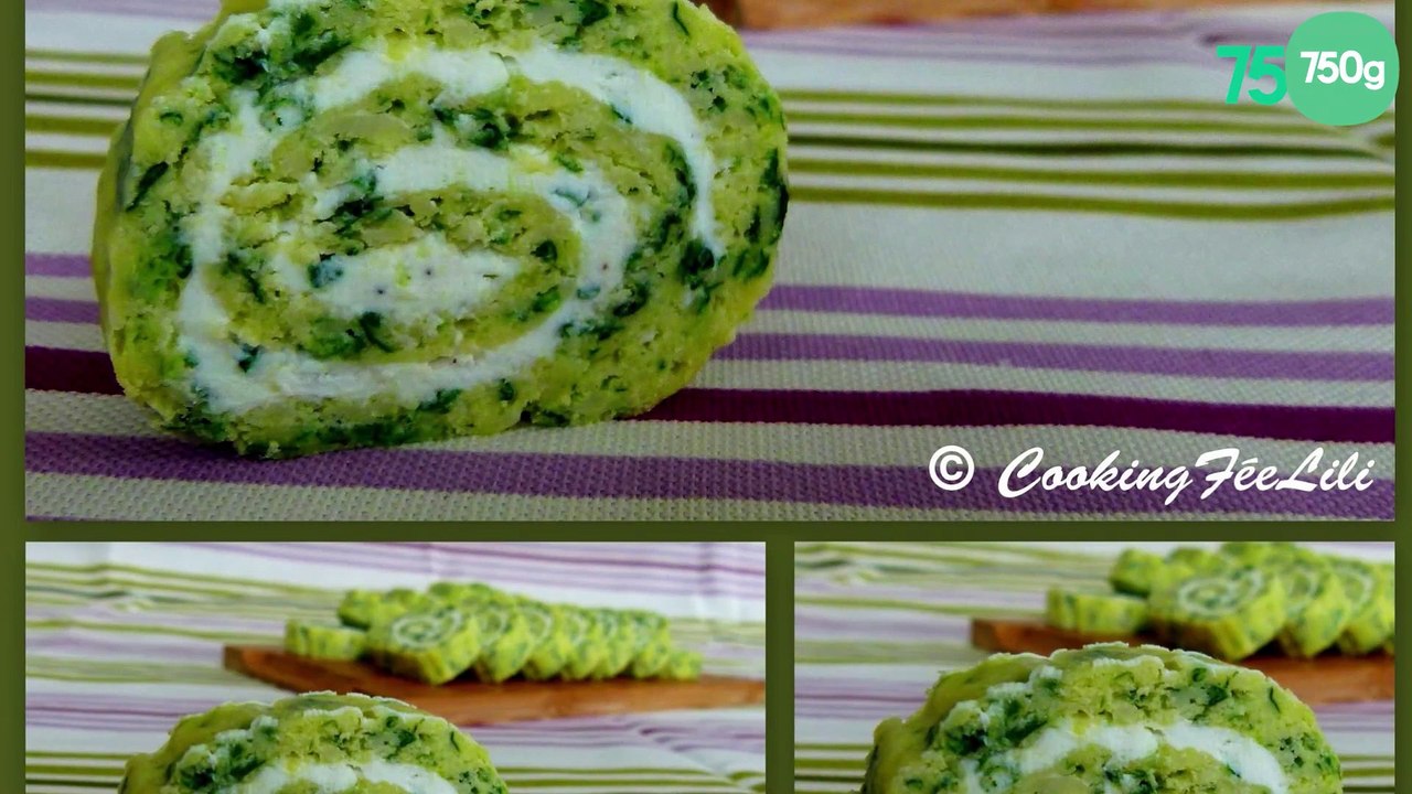 Roulé apéritif épinards et wasabi et fromage de chèvre