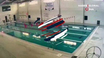 Depremin şiddetiyle havuzda tsunami meydana geldi