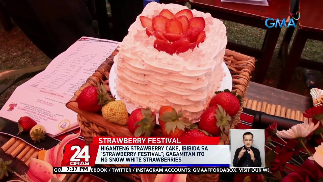 Higanteng strawberry cake, ibibida sa "Strawberry Festival"; gagamitan ito ng snow white strawberries | 24 Oras