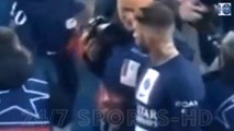 Angry Sergio Ramos SHOVES a photographer who got too close to him after PSG's Champions League defeat to Bayern Munich... with the French club's stars apologising to their ultras after first leg setback