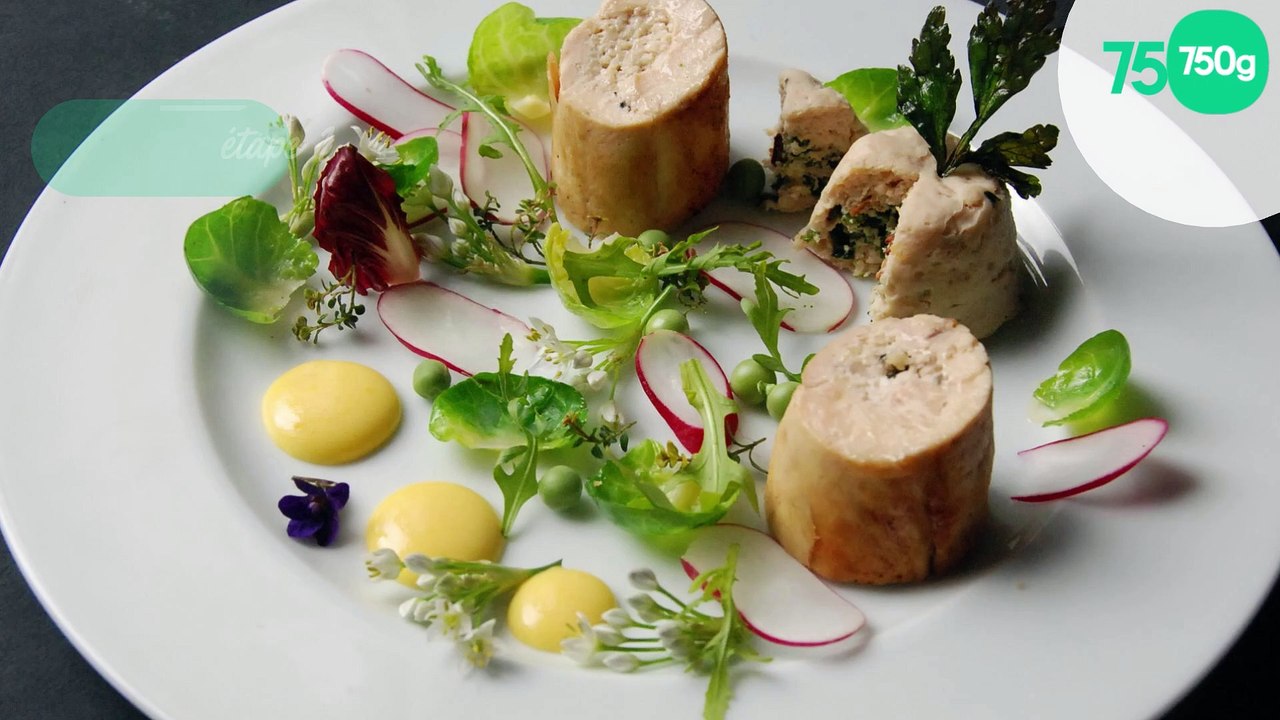 Roulé de poulet fermier des Landes en saveur citronnée, sabayon de citron