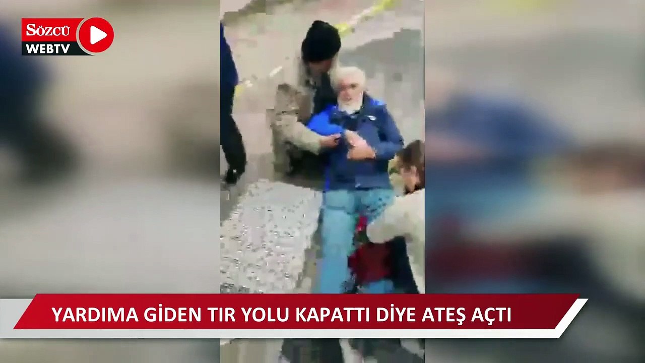 Deprem bölgesine yardım yüklenen TIR yolu kapattı diye silah çekerek ateş etti