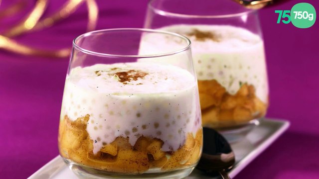 Verrines aux perles du Japon, à la vanille, à la cannelle et aux pommes