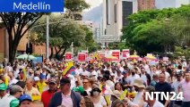 Colombianos marchan en contra de reformas propuestas por el Gobierno Petro