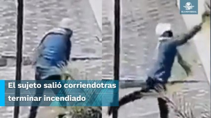 Por intentar quemar un negocio, se prende fuego a sí mismo