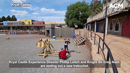 Testing out a new trebuchet at Kryal Castle - The Courier - 16 February, 2023
