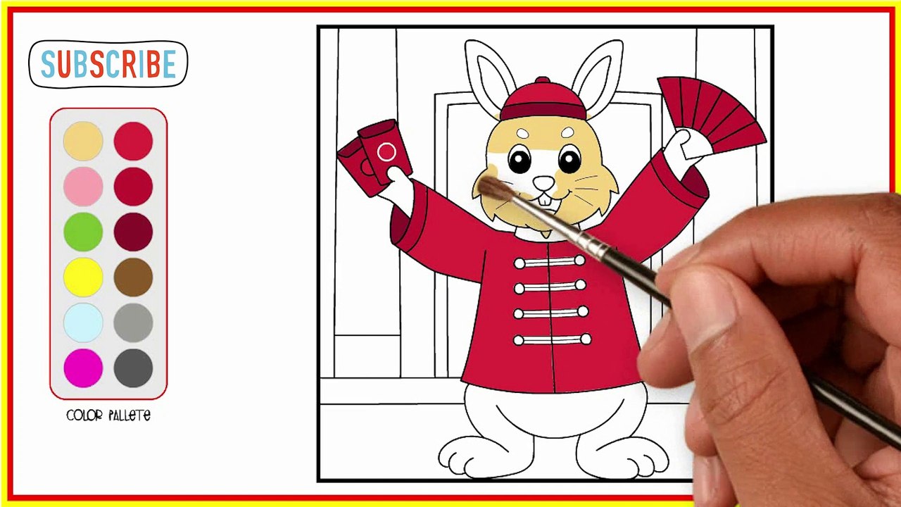 Coloring Chinese New Year Rabbit, Drawing and Coloring for Kids, Toddlers | Easy Coloring #4