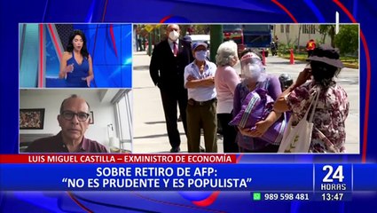 Exministro Castilla sobre retiro de AFP: “No es prudente y es populista”