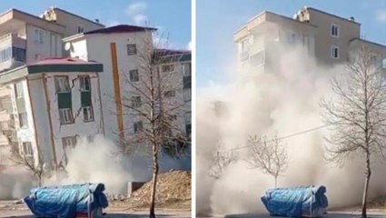 Görüntü depremin merkez üssü Kahramanmaraş'tan! Koca koca binalar kağıt gibi böyle yıkıldı