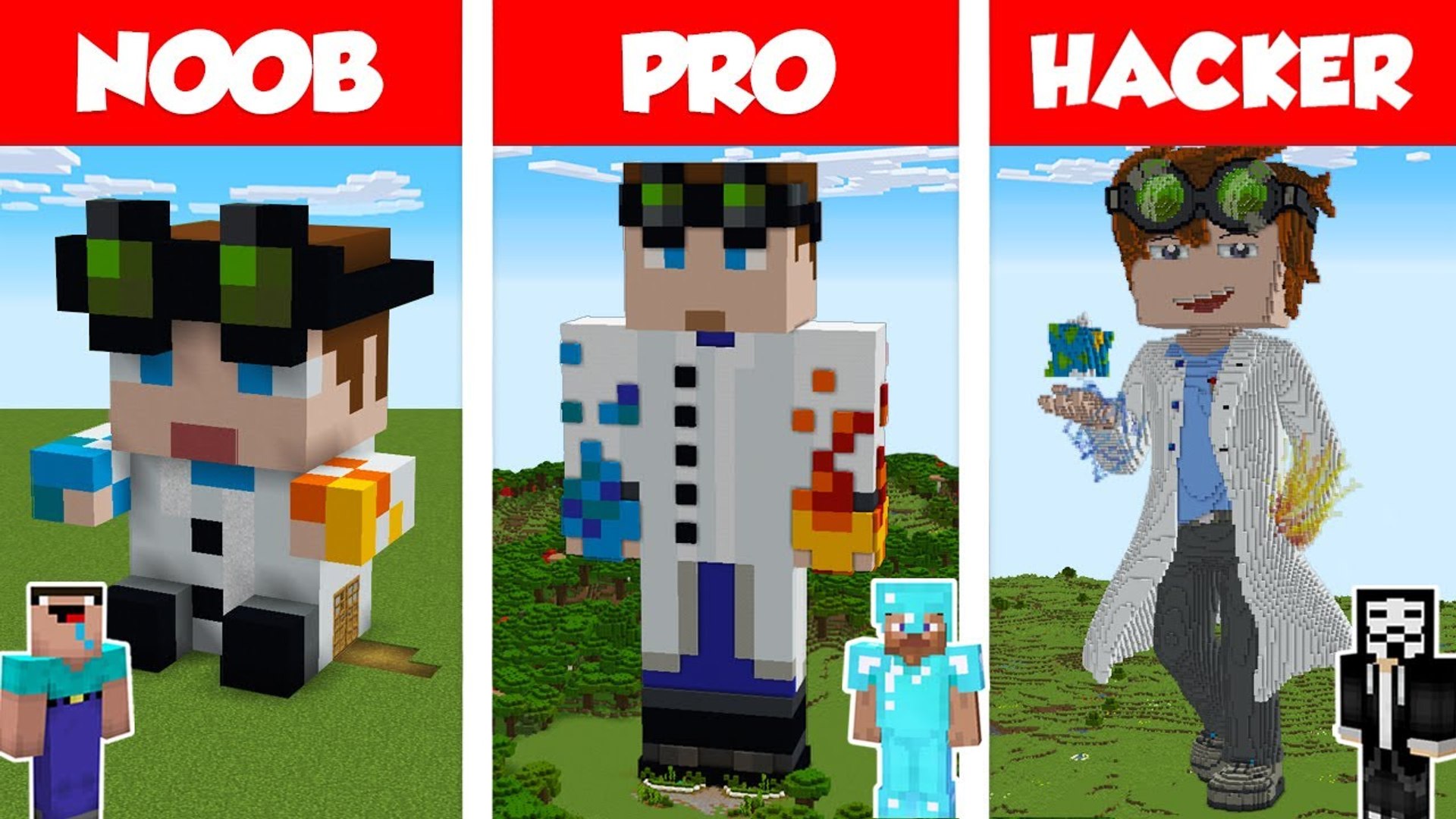 Minecraft NOOB vs PRO vs HACKER: AMONG US HOUSE BUILD CHALLENGE in