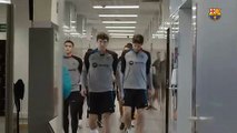 Los jugadores del Barça salen a entrenar en la Ciutat Esportiva / FCB