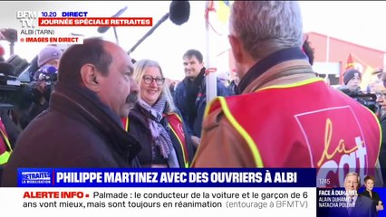 Descargar video: Retraites: Philippe Martinez (CGT) arrive à Albi, épicentre de la contestation pour cette 5e journée de mobilisation