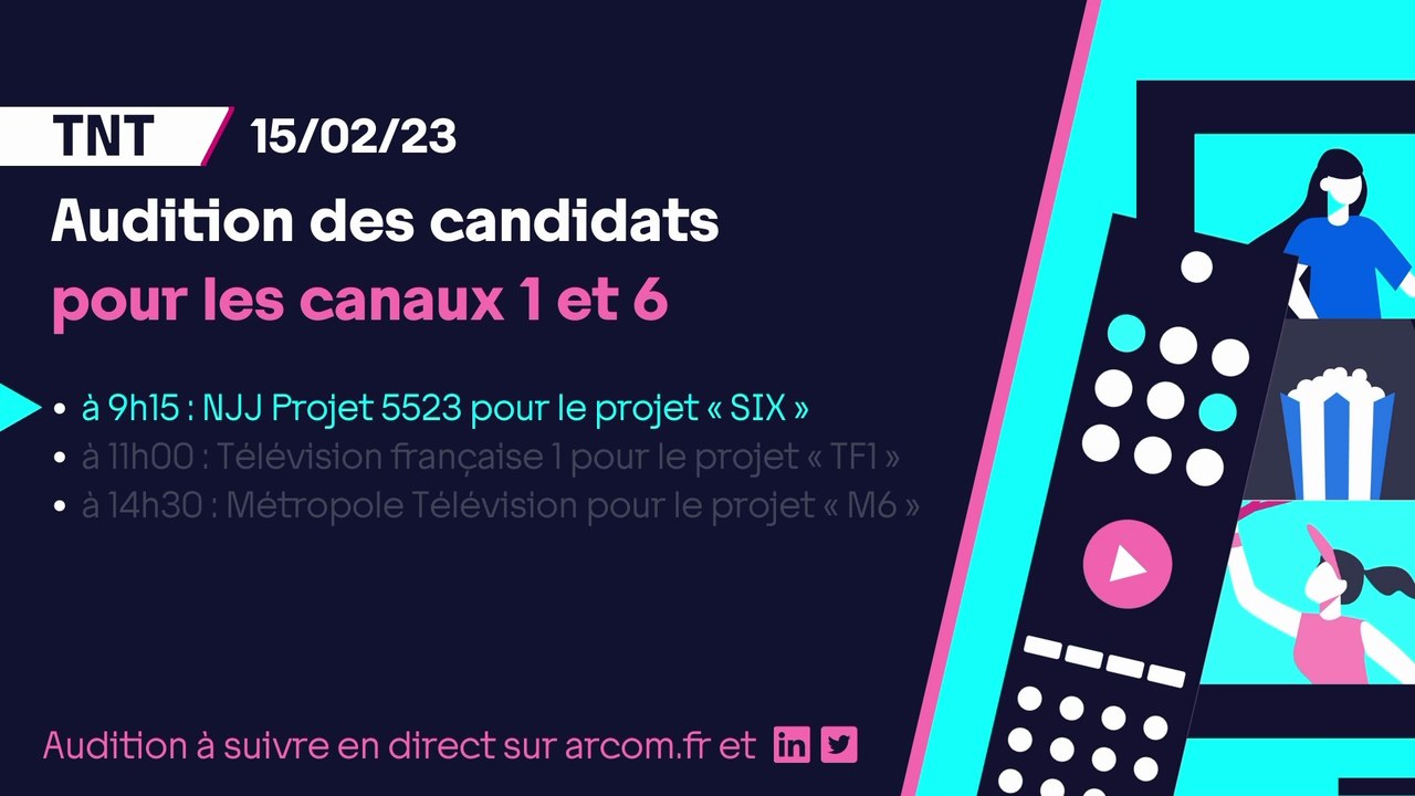 Auditions publiques des candidats pour l’édition de deux services de télévision à vocation nationale : NJJ Projet 5523 pour le projet « SIX »