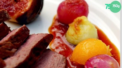 Magret de canard et sa réduction de bouillon à l'orange, gingembre et amaretto et légumes d'été indien...