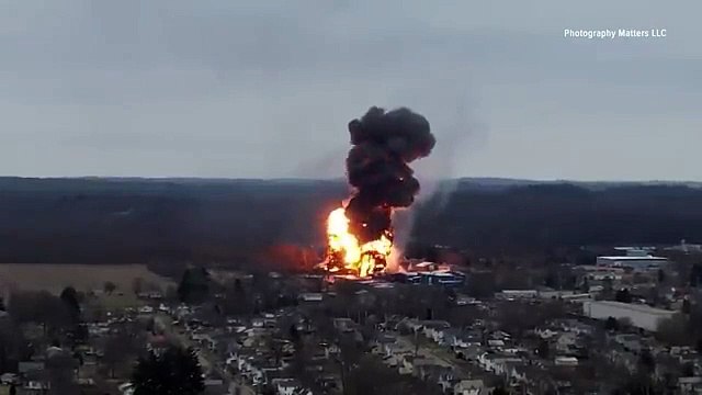Toxic chemicals released from derailed train in Ohio US