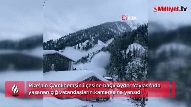 Rize'de çığ düşme anı cep telefonu kamerasına yansıdı