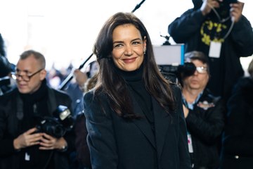 Katie Holmes Yassified a Basic Black Turtleneck With Sequined Zebra Pants