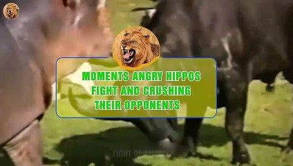 7 Unbelievable Moments Angry Hippos Fight And Crushing Their Opponents   Animals Fight