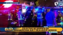 Minivan se despista en la Panamericana Sur y deja nueve heridos en Surco