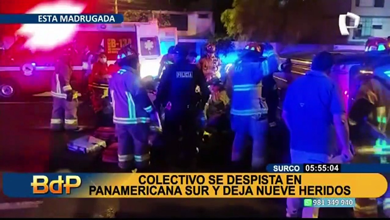 Minivan se despista en la Panamericana Sur y deja nueve heridos en Surco
