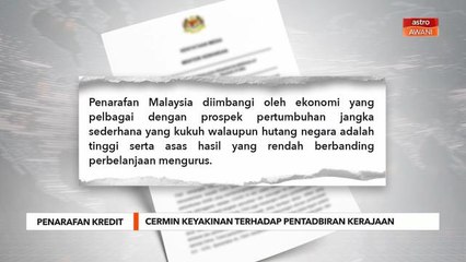 Penarafan Kredit | Cermin keyakinan terhadap pentadbiran kerajaan