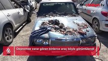 Depremde zarar gören binlerce araç böyle görüntülendi