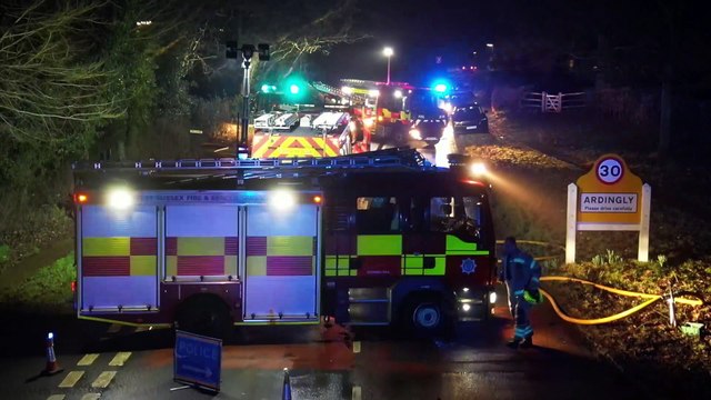 Road closed as emergency services tackle fire in Ardingly, West Sussex