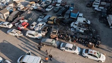 Otomobil enkazı böyle görüntülendi