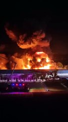 Huge explosion and fire at a chemical plant in Houjie City, Dongguan Province.