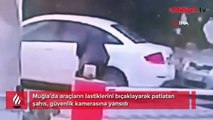 Park halindeki araçların lastiklerini kesti