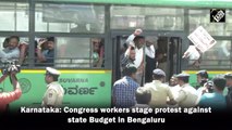 Karnataka: Congress workers stage protest against state Budget in Bengaluru