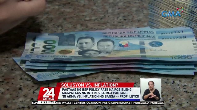 Pagtaas ng BSP policy rate na posibleng magpataas ng interes sa mga pautang, 'di akma vs. inflation ng bansa Prof. Leyco | 24 Oras