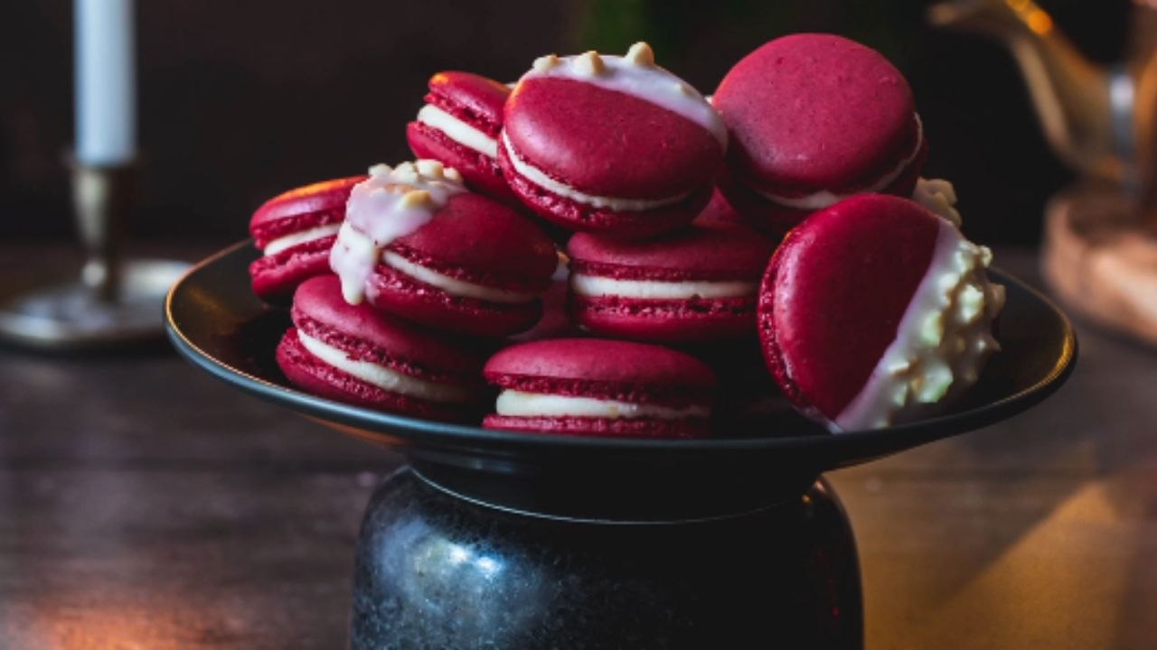 These Dark Red Christmas Macarons will elevate your holiday baking game like none other
