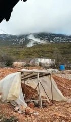 ALANYA'DA DAĞDAN KOPUP YUVARLANAN KAYALAR, KORKUTTU
