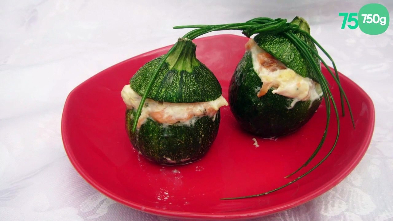 Courgettes  farcies fromage frais saumon