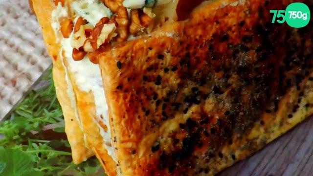 « Le Mille fort » Mille-feuilles revisité au roquefort, poire et noix