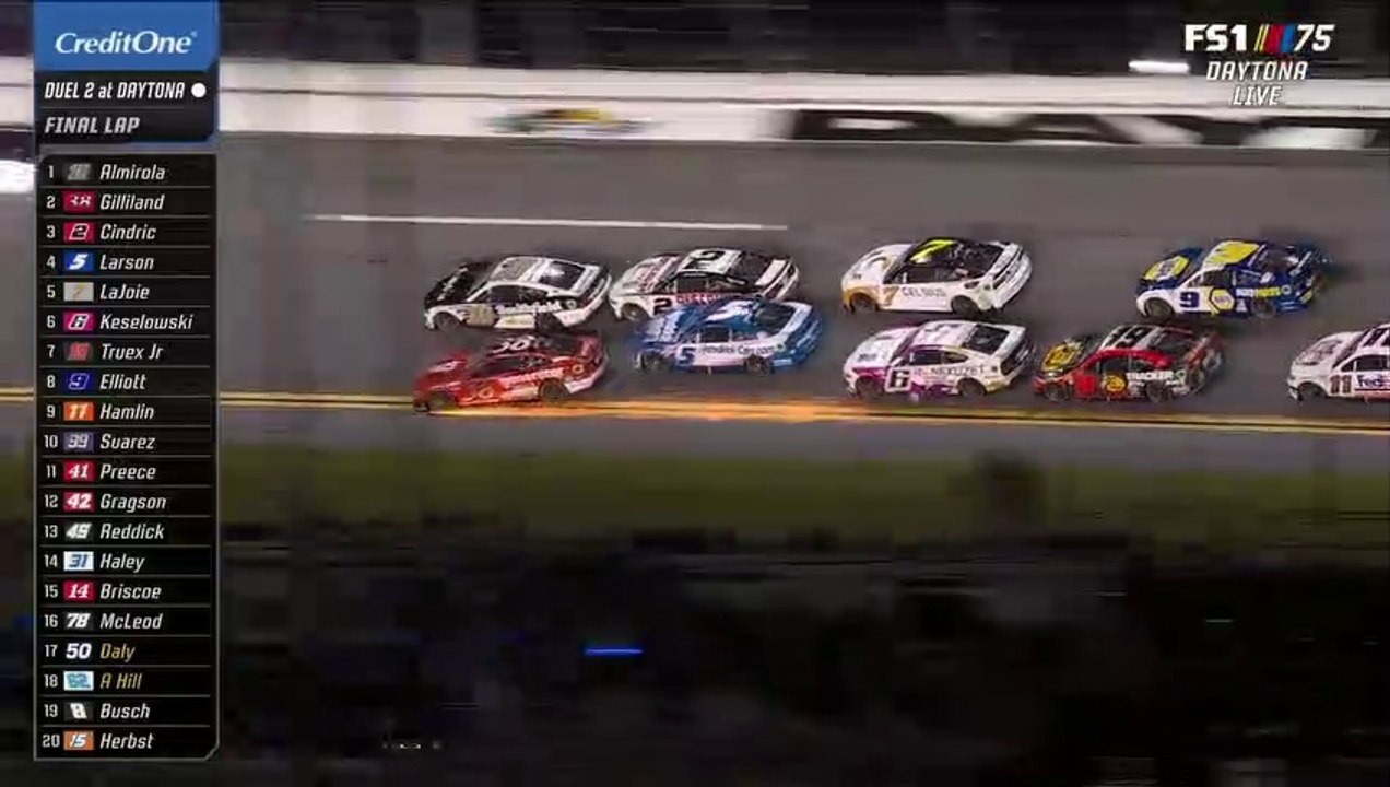 NASCAR Cup Series Daytona 2023 Duels Race 2 Final Laps Almirola Cindric Elliott Gilliland Great Save Battle Win