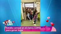 Se arma batalla campal en el metro de CDMX para ganar lugar