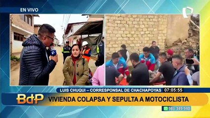 Pared de vivienda colapsa y sepulta a motociclista en Chachapoyas