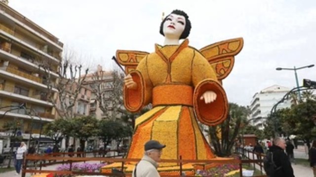 Grandes esculturas hechas con cítricos decoran el Festival de los Limones de Menton