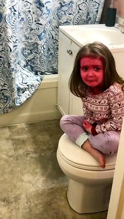 Toddler Paints Herself Red
