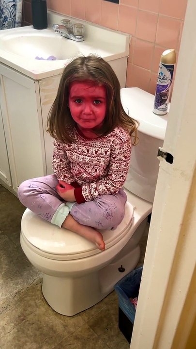 Toddler Paints Herself Red