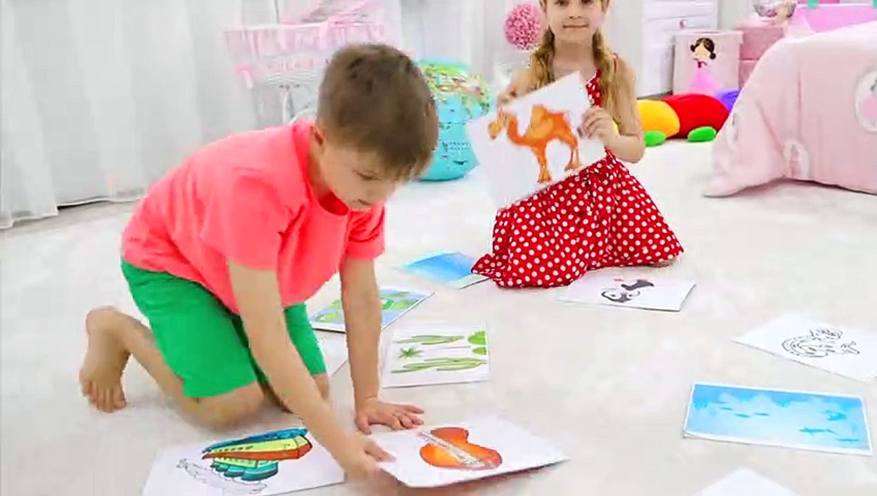 Diana and Roma pretend to travel continents and help animals find their home   Animal Habitats