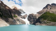 Timelapse - Torres del Paine, Chile - The glacier the lake and the mountains during the day