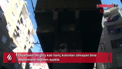 Diyarbakır'da giriş katı hariç kolonları olmayan bina depremlere rağmen ayakta