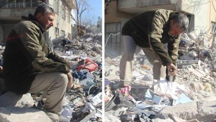 Çaresizliğin fotoğrafı! Günlerdir enkaz altında kalan oğlundan ve eşinden bir iz arıyor