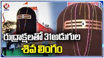 31 Feet Shiva Lingam Made With Rudraksha Beads Attracts Public | Gujarat | V6 News