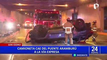 San Isidro: vehículo cae desde puente Aramburú a la Vía Expresa y deja tres heridos