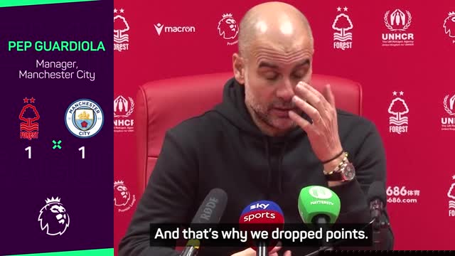 Guardiola 'sad and disappointed' as Man City drop points in title race
